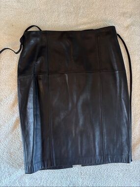 ANTONIO MELANI Black Leather Pencil Skirt Genuine Real Leather